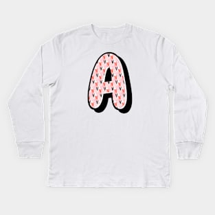 Love Pattern A Alphabet Text Design Kids Long Sleeve T-Shirt